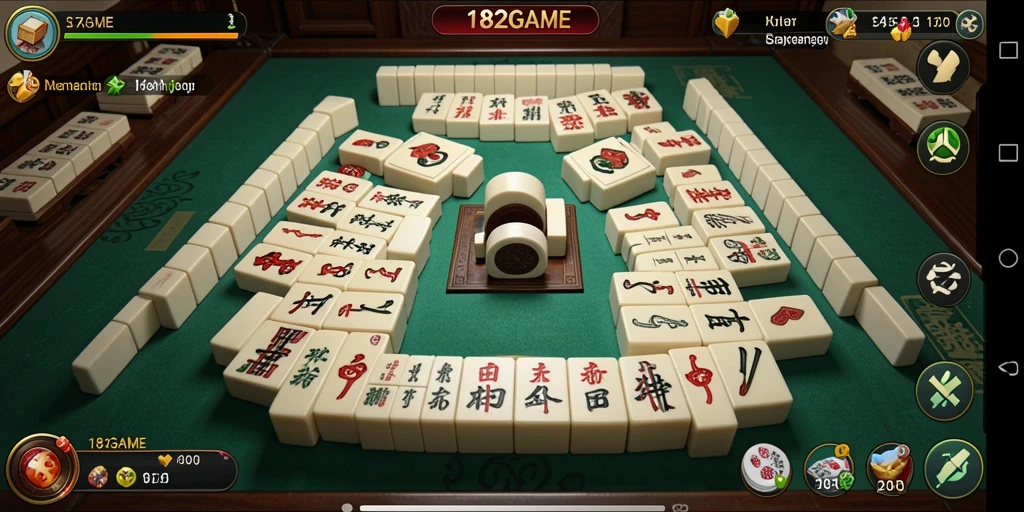 Tampilan gamplay Mahjong yang menawan di 182GAME.