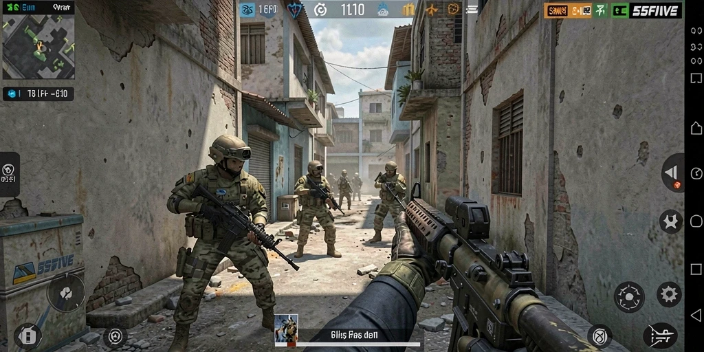 Tampilan gameplay mendebarkan dari 55FIVE yang penuh aksi.