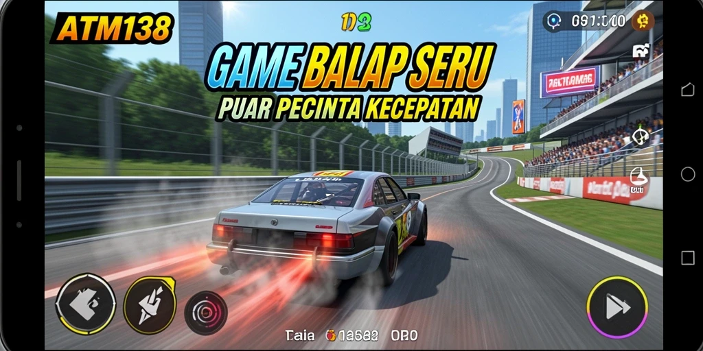 Tampilan gameplay ATM138 dengan balapan yang mendebarkan di trek terpilih.