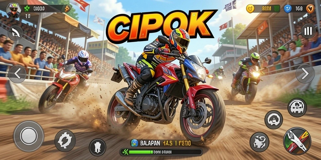 Gameplay balapan motor yang seru dan mendebarkan di CIPOK.