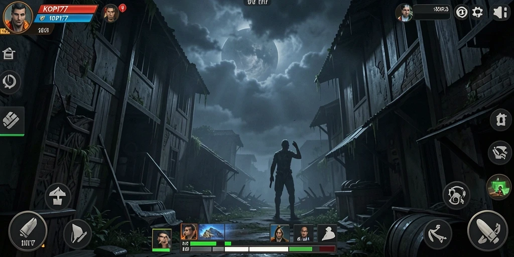 Gameplay menegangkan di dunia horor yang gelap.