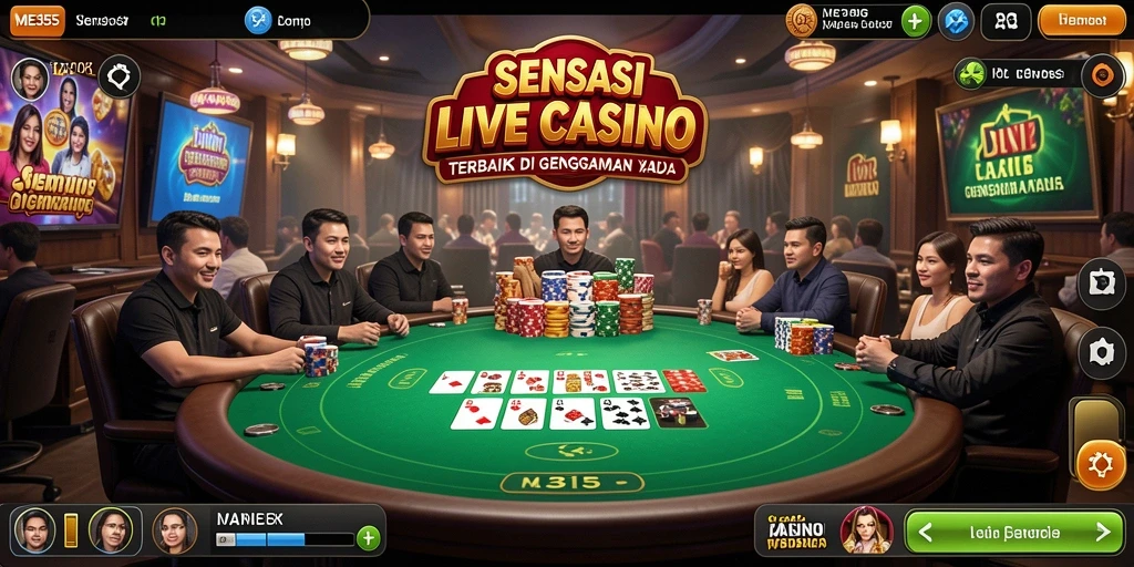 Screenshot gameplay Live Casino menampilkan dealer profesional dan interaksi langsung.