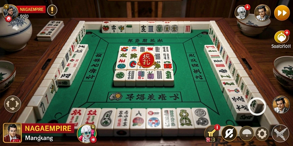 Tampilan gameplay Mahjong yang seru dan menantang di NAGAEMPIRE.