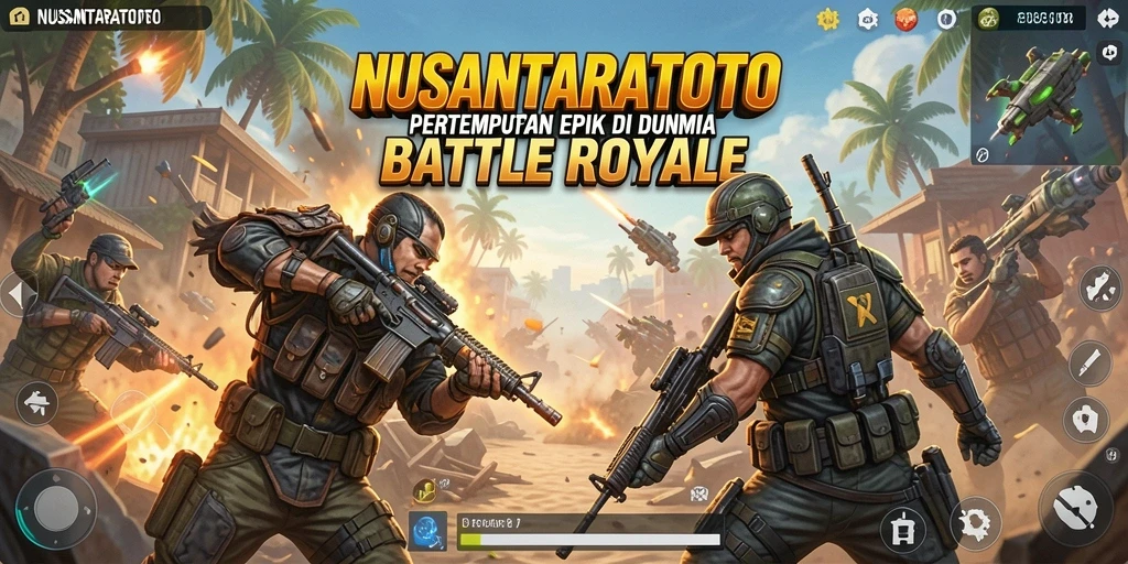 Tampilan pertempuran seru dalam game Battle Royale NUSANTARATOTO.