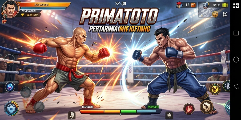 Screenshot aksi pertarungan seru dalam PRIMATOTO.