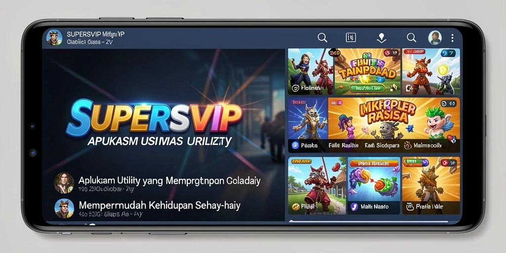Tampilan screenshot aplikasi SUPERSVIP yang modern dan fungsional.