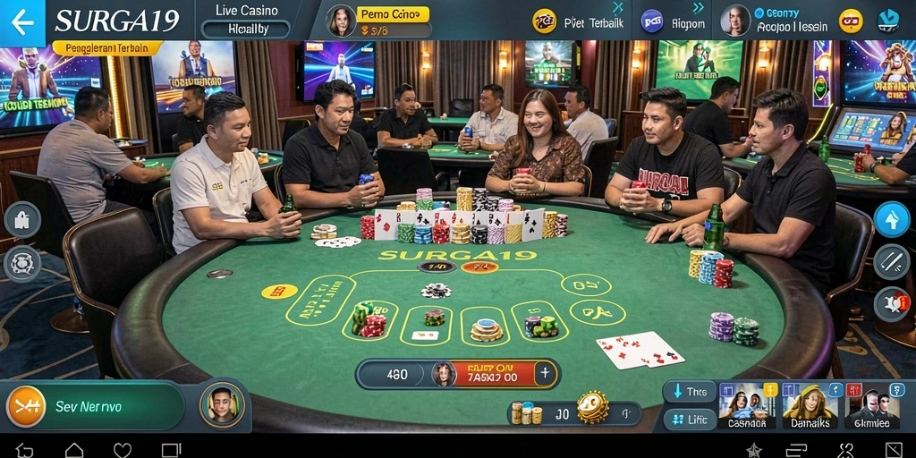Gameplay Live Casino penuh aksi di SURGA19 dengan dealer profesional.