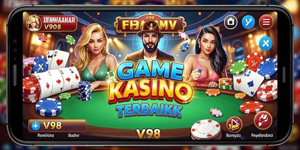Screenshot utama V98 menampilkan gameplay Kasino yang seru dan interaktif.