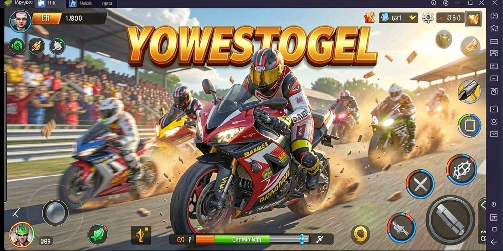 Gameplay seru YOWESTOGEL dengan balapan motor yang mendebarkan.